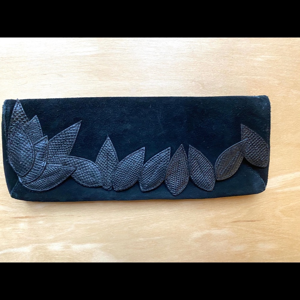 Black DKNY suede clutch